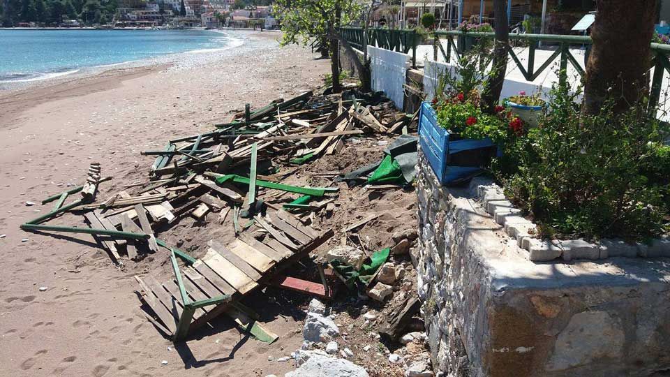 The lovely seating area on the beach outside Yalı has been demolished